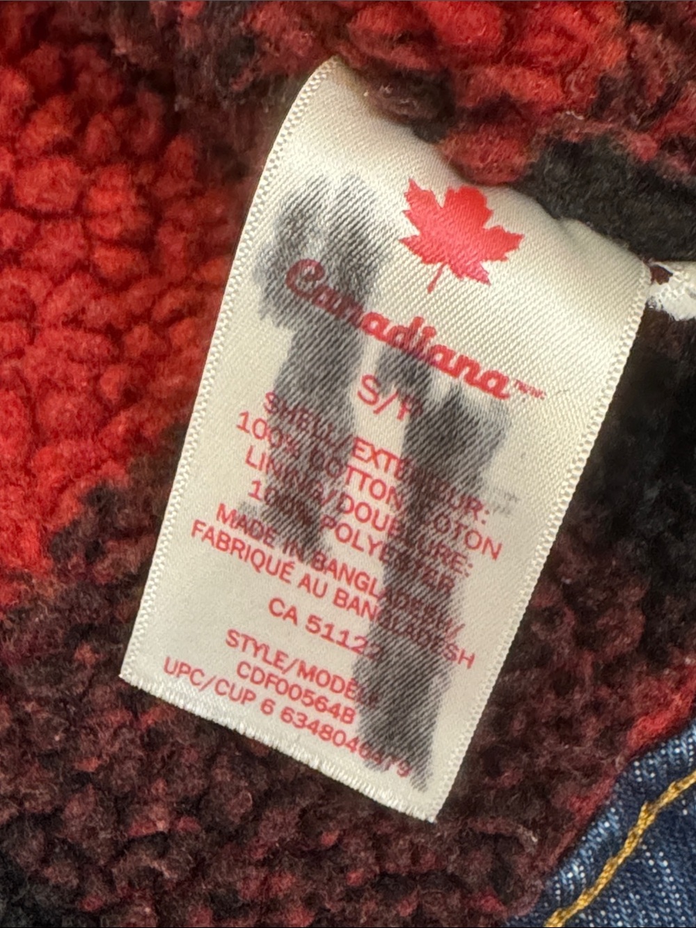 Child / Kids Blue Denim Jacket with Red plaid Sherpa interior & Collar - Picture 4 of 13